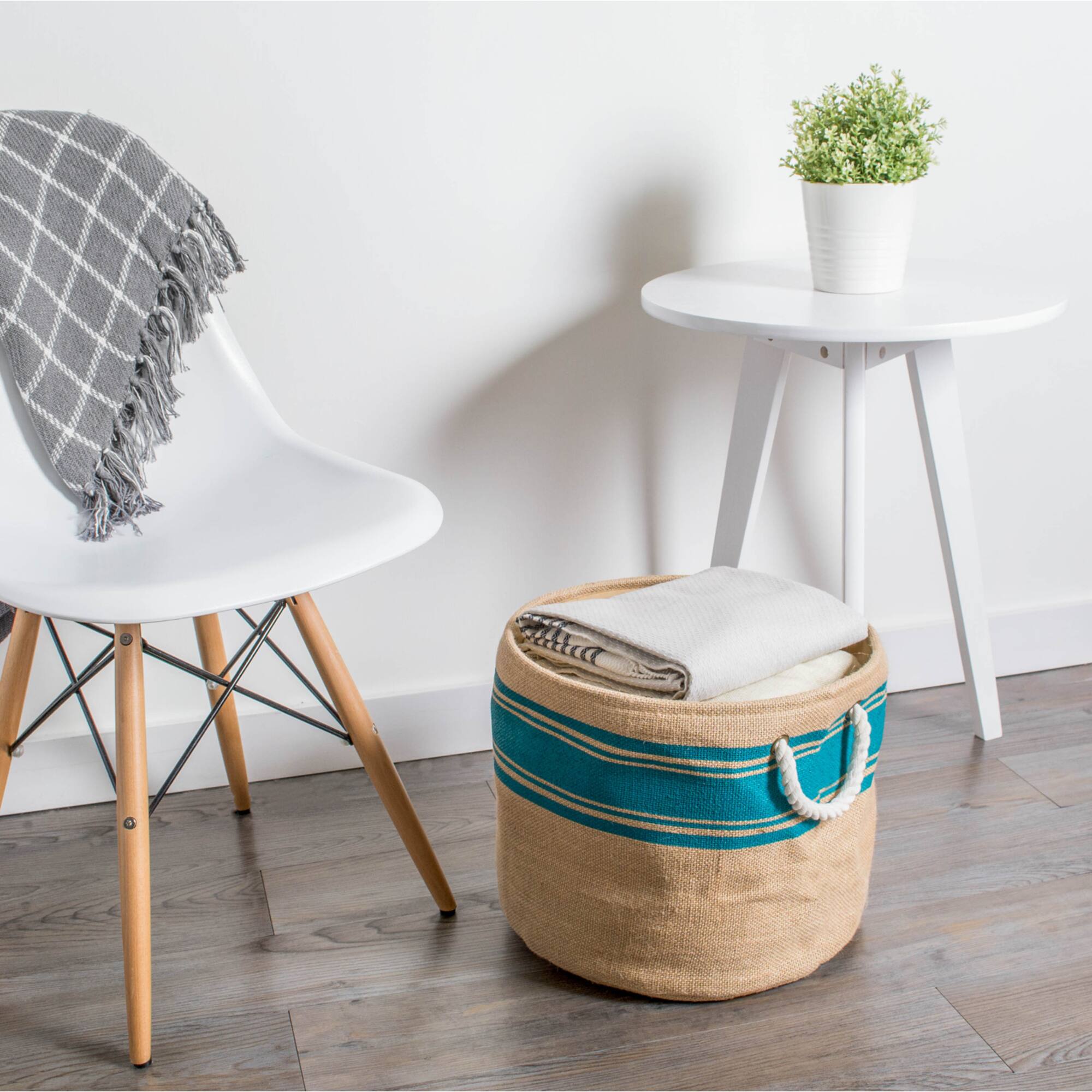 DII® 12" Round Border Burlap Bin